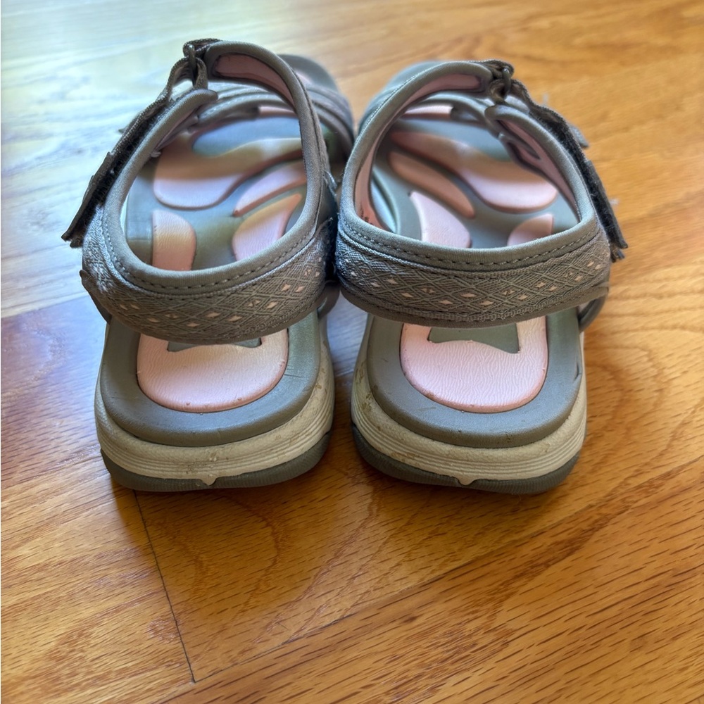 Ryka Gray and Pink Velcro Strap Comfort Sandals - Picture 4 of 6